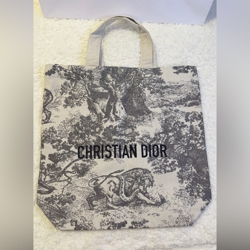 Dior Gray and White Canvas Tote
